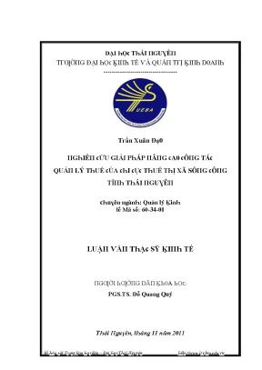 Quản Lý Thuế Tại Đại Học Thái Nguyên: Thực Trạng và Giải