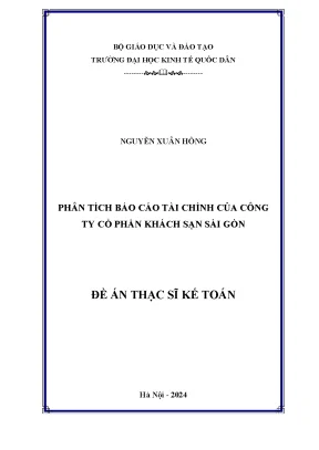 Phân Tích Báo Cáo Tài Chính Công Ty Cổ Phần Khách Sạn 
