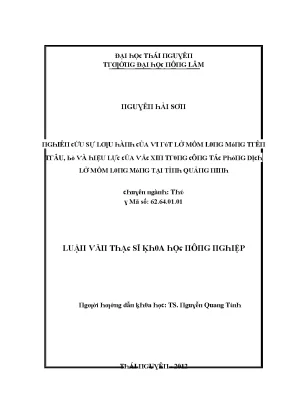 Nghiên Cứu Lưu Hành Lở Mồm Long Móng Tại Tỉnh Quảng Ninh