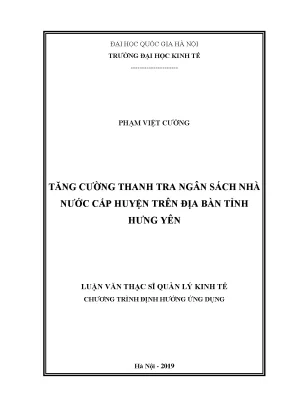 Tăng Cường Thanh Tra Ngân Sách Nhà Nước Cấp Huyện Tại