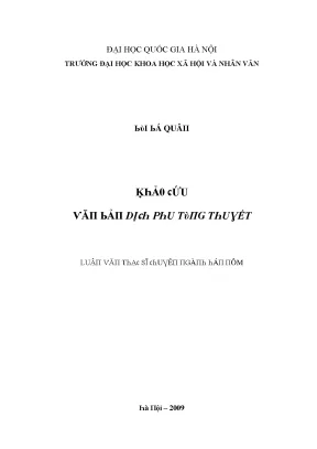 Nghiên Cứu Văn Bản Dịch Phu Tùng Thuyết Tại Đại Học Quốc