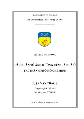 Những Nhân Tố Ảnh Hưởng Đến Giá Nhà Ở Tại TP. Hồ Chí Minh