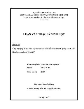 Ứng Dụng Kỹ Thuật Nuôi Cấy Mô và Khí Canh Nhân Giống Sắn