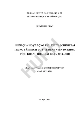 Hiệu Quả Hoạt Động Thu Chi Tài Chính Tại Trung Tâm Dịch