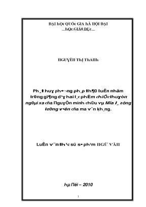 Phương Pháp Thảo Luận Nhóm Trong Giảng Dạy Tác Phẩm