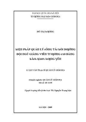 Biện Pháp Quản Lý Bồi Dưỡng Giảng Viên Trường Cao Đẳng