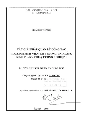 Giải pháp quản lý công tác sinh viên tại trường cao đẳng
