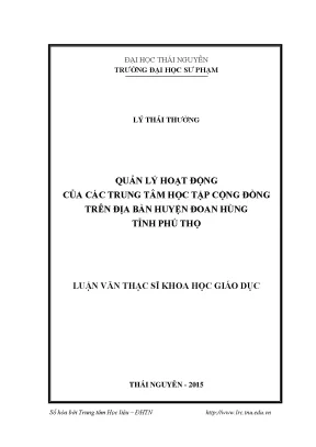 Quản Lý Hoạt Động Trung Tâm Học Tập Cộng Đồng Tại Huyện