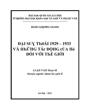 Luận văn đại suy thoái 1929 1933 và những tác động của nó đối với thế giới