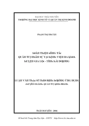 Cải tiến quản trị nhân sự tại Bệnh viện Đa khoa Huyện 