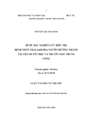 Nghiên Cứu Điều Trị Bệnh Thalassemia Ở Người Trưởng 