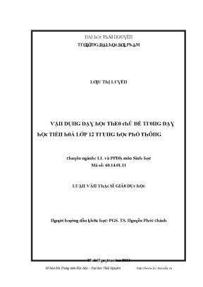 Vận Dụng Dạy Học Theo Chủ Đề Trong Tiến Hóa Lớp 12