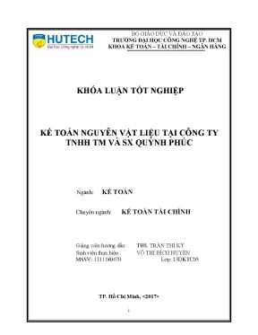 Khóa Luận Tốt Nghiệp Kế Toán Nguyên Vật Liệu Tại Công Ty