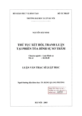 Thủ Tục Xét Hỏi và Tranh Luận Tại Phiên Tòa Hình Sự Sơ Thẩm