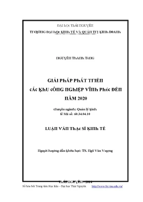 Giải pháp phát triển khu công nghiệp Vĩnh Phúc đến năm 2020