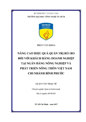 Nâng Cao Hiệu Quả Quản Trị Rủi Ro Tại Ngân Hàng Nông