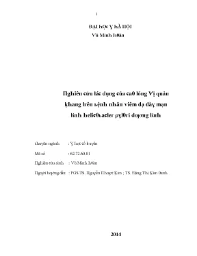 Nghiên cứu viêm da dày mạn tính tại Việt Nam