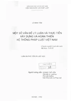 Hoàn thiện hệ thống pháp luật Việt Nam: Lý luận và thực tiễn