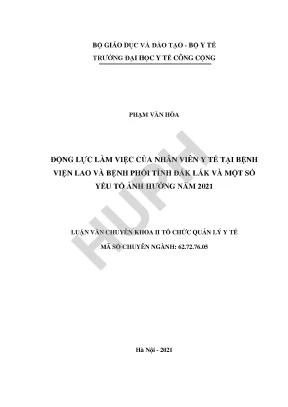 Động lực làm việc của nhân viên y tế tại Bệnh viện Lao