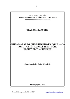 Nâng cao chất lượng tín dụng ngân hàng nông nghiệp Thái