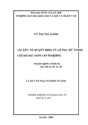 Tỷ Lệ Phụ Nữ Trong Xã Hội Việt Nam: Nghiên Cứu Từ Đại
