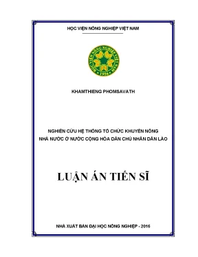 Nghiên Cứu Hệ Thống Tổ Chức Khuyến Nông Nhà Nước Tại Lào
