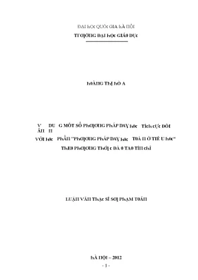 Phương Pháp Dạy Học Tích Cực Trong Giảng Dạy Toán Tiểu Học