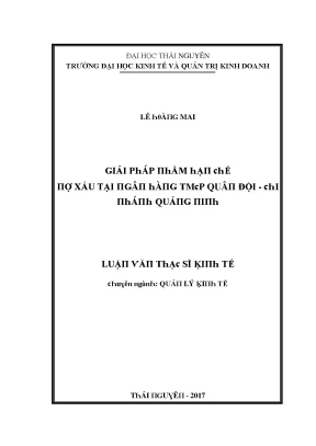 Giải pháp giảm nợ xấu tại ngân hàng TMCP Quân Đội chi