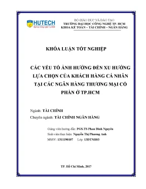 Yếu Tố Ảnh Hưởng Đến Lựa Chọn Ngân Hàng Của Khách Hàng