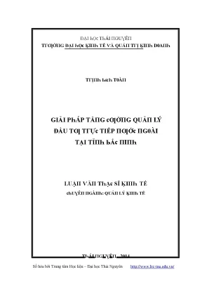 Giải pháp nâng cao quản lý đầu tư nước ngoài tại Bắc Ninh