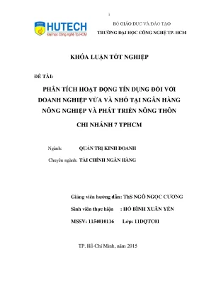 Phân Tích Hoạt Động Tín Dụng Đối Với Doanh Nghiệp Vừa Và
