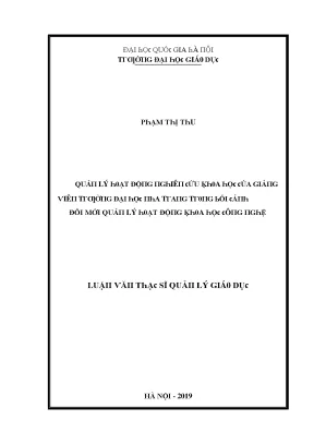 Quản lý hoạt động nghiên cứu khoa học tại Đại học Nha 