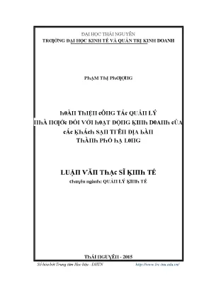 Quản lý hoạt động kinh doanh tại Thái Nguyên