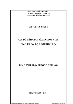 Nghiên cứu về Đố Dân Gian của Người Việt