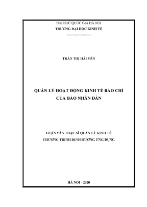 Quản Lý Hoạt Động Kinh Tế Báo Chí: Nghiên Cứu Từ Báo