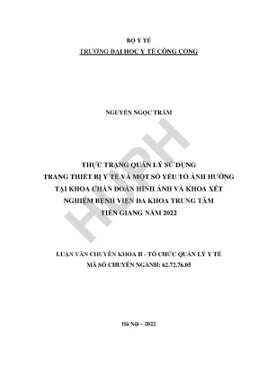 Quản Lý Sử Dụng Trang Thiết Bị Y Tế Tại Bệnh Viện Đa 