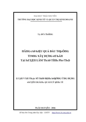 Tăng cường hiệu quả đầu tư công tại huyện Lâm Thao, Phú Thọ