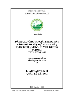 Đánh giá công tác giải phóng mặt bằng dự án thủy điện