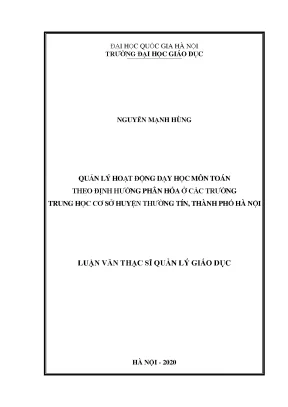 Quản Lý Dạy Học Môn Toán Theo Định Hướng Phân Hóa Tại