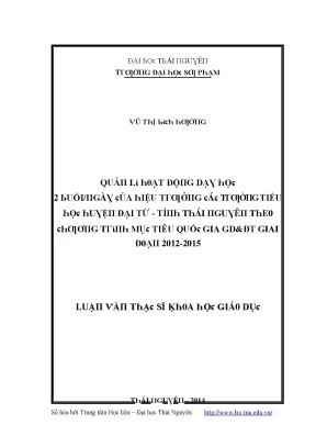 Quản lý dạy học 2 buổi/ngày tại trường tiểu học huyện