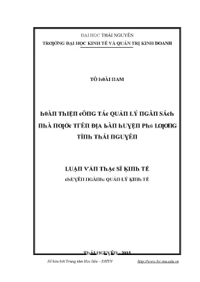 Cải thiện quản lý ngân sách nhà nước tại huyện Phú
