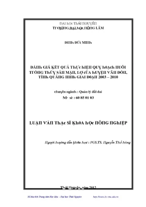Kết quả nghiên cứu quản lý đất đai tại Đại học Thái