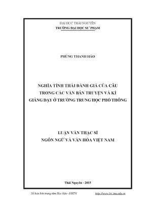 Nghĩa Tình Thái Đánh Giá Của Câu Trong Văn Bản Truyện Và