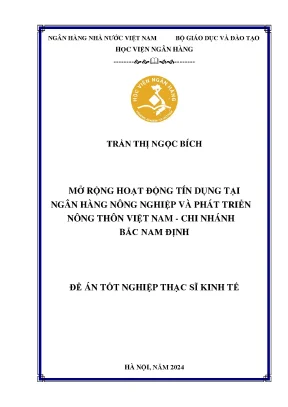 Mở Rộng Hoạt Động Tín Dụng Tại Agribank Bắc Nam Định