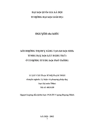 Bồi Dưỡng Tư Duy Sáng Tạo Cho Học Sinh Qua Dạy Học Bất