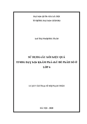 Hiệu Quả Sử Dụng Phương Pháp Hỏi Hiệu Quả Trong Dạy Học 