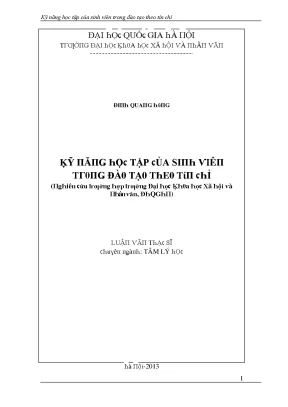 Kỹ Năng Học Tập Của Sinh Viên Trong Đào Tạo Theo Tín Chỉ
