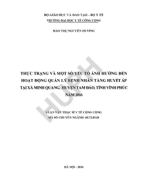 Quản Lý Bệnh Nhân Tăng Huyết Áp Tại Xã Minh Quang, Huyện
