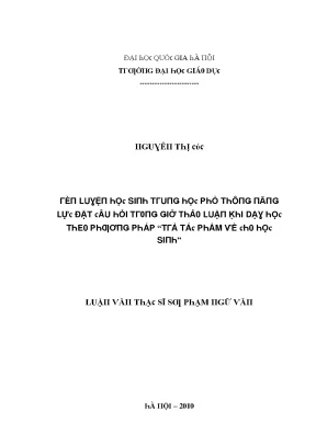 Nâng cao năng lực đặt câu hỏi cho học sinh trung học phổ 