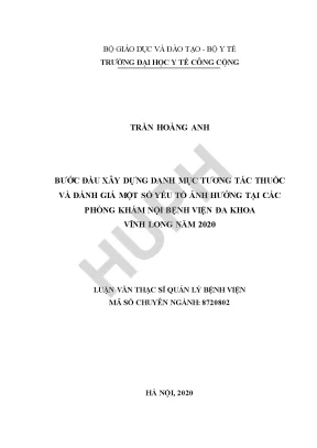 Xây Dựng Danh Mục Tương Tác Thuốc Tại Bệnh Viện Đa Khoa